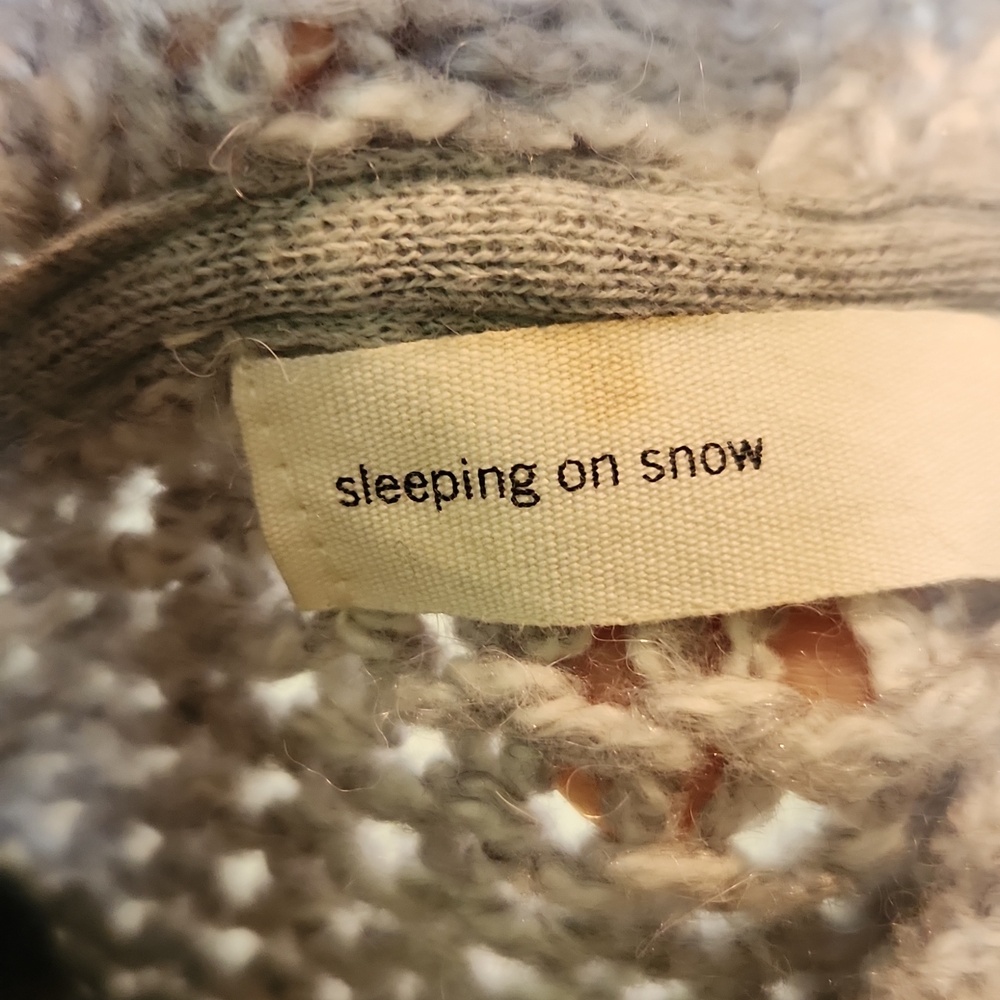 Anthropologie Sleeping On Snow‎ Light Gray Cable Knit Sweater XS/S - Picture 9 of 13